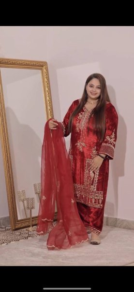 Ethereal Viscose Velvet Embroidery Top with Patiyala   Net Dupatta for Winter Party Wear Ready To Wear Collection