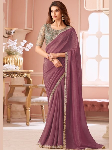 Ethereal Wine Modern Georgette Saree with Designer Blouse Collection Sarees 