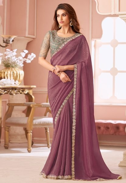 Ethereal Wine Modern Georgette Saree with Designer Blouse Collection Designer Wedding Sarees Wholesale