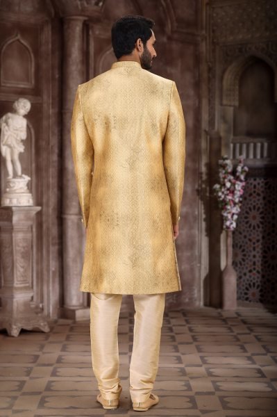 Ethereal Yellow Premium Sherwani Set for Wedding and Festive Collection Kurta Pajama Wholesale