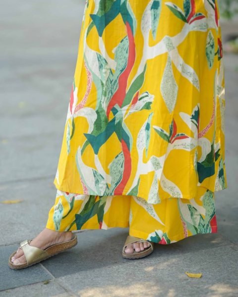 Ethereal Yellow Rayon Digital Print Top Palazzo Set with Micro Inner for Daily Wear CO ORD Sets