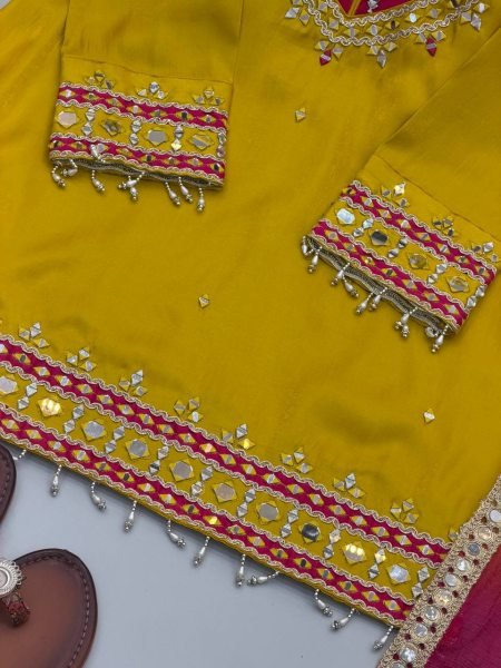 Ethereal Yellow Roman Suit With Kota Fabric and Full Sleeves At Unbeatable Price Ready To Wear Collection