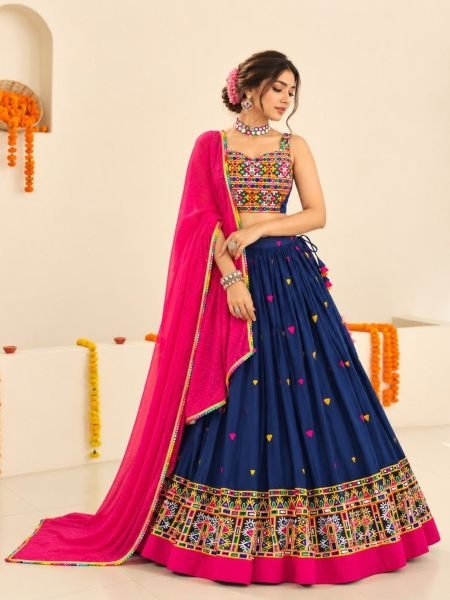 Ethnic Blue Fully Stitched Rayon Cotton Lehenga Set with Gamthi Embroidery at Manufacturer  Wholesale Lehengas Suppliers in Fiji