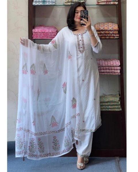 Ethnic Elegance Heavy Georgette Kurti Set with Stylish Dupatta Ready to Wear 3 Piece Kurti Set