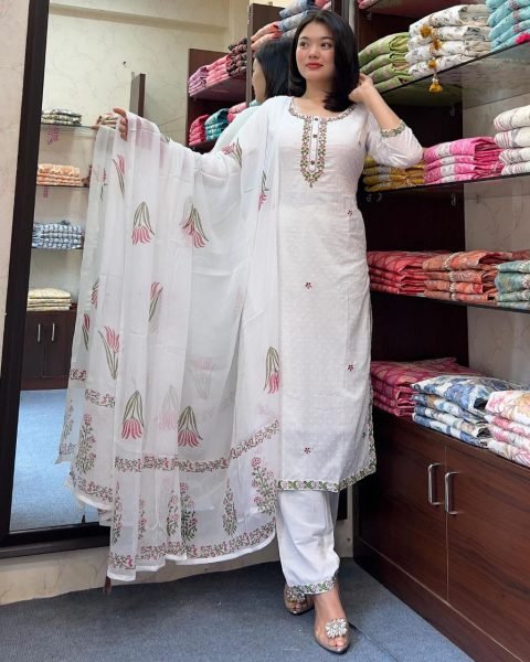 Ethnic Elegance Heavy Georgette Kurti Set with Stylish Dupatta Ready to Wear 3 Piece Kurti Set