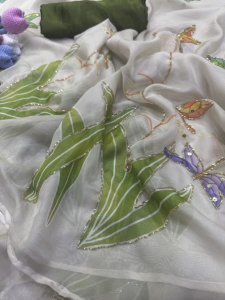 Ethnic Grey Designer Soft Tebby Silk Floral Print Saree with Katdana Handwork Silk Sarees Wholesale