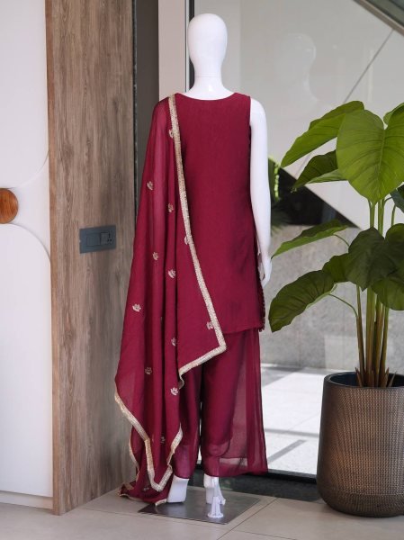 Ethnic Manufacturer Premium Rangoli Crush Palazzo Suit With Heavy Embroidered Sequence Work And Dupatta Ready To Wear Collection