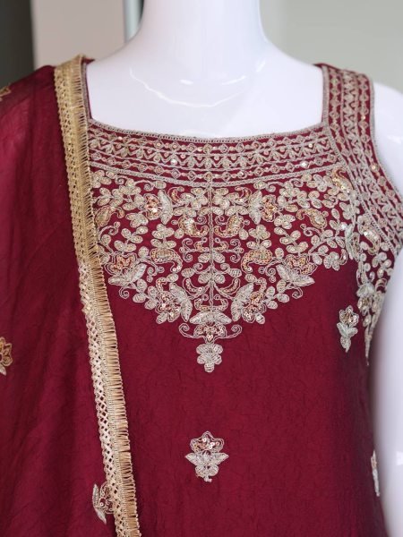 Ethnic Manufacturer Premium Rangoli Crush Palazzo Suit With Heavy Embroidered Sequence Work And Dupatta Ready To Wear Collection