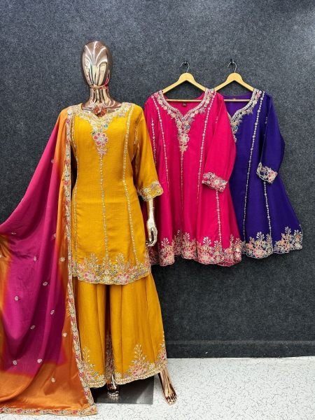 Ethnic Orange Fox Georgette Lehenga Choli with Heavy Sequin Cutwork at Wholesale Rate Designer Plazzo Salwar Suits Wholesale