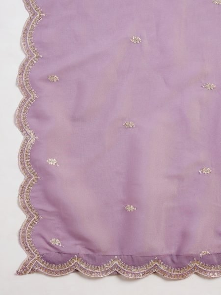 Ethnic Purple Organza Kurti Pant Dupatta Set with Elegant Embroidery Work Designer Plazzo Salwar Suits Wholesale