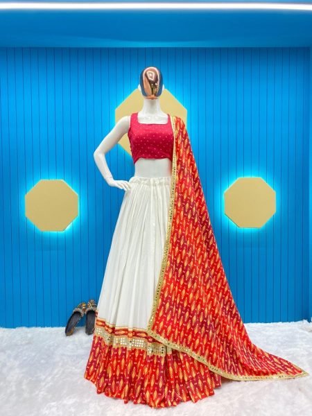Ethnic Red and White Lehenga Choli for Wedding Wear  Designer Lehenga Choli