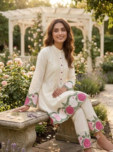 Ethnic Summer Wear Designer Roman Fabric Co Ord Set with Embroidery Work for Resellers and Retailers CO ORD Sets