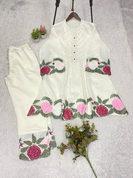 Ethnic Summer Wear Designer Roman Fabric Co Ord Set with Embroidery Work for Resellers and Retailers CO ORD Sets