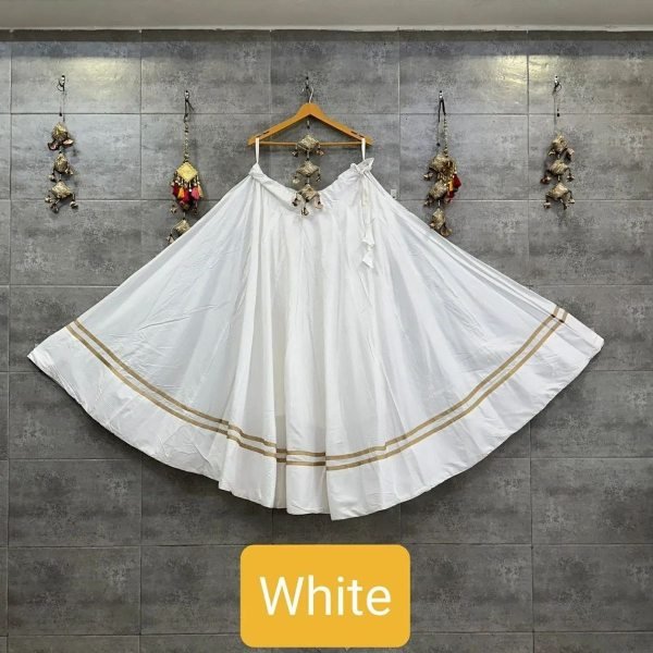 Ethnic Walnut White Rayon Lehenga Skirt with Gota Detail  Navratri Lehnega Choli