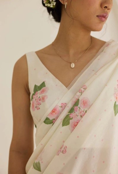 Everyday Elegance Digital Printed Linen Saree with Designer Blouse Piece Printed Cotton Sarees Wholesale