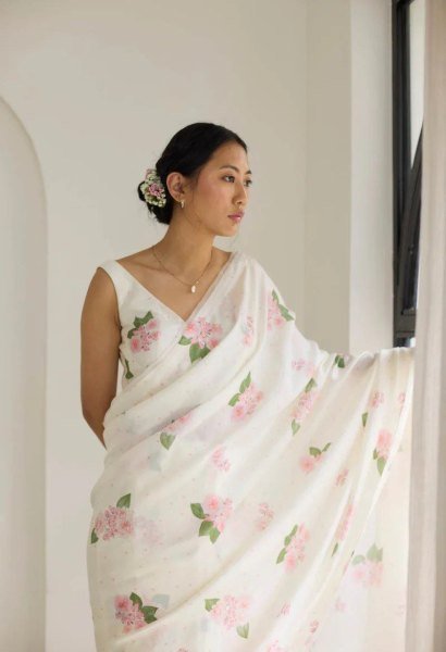 Everyday Elegance Digital Printed Linen Saree with Designer Blouse Piece Printed Cotton Sarees Wholesale