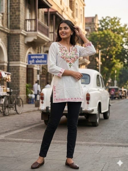 Everyday Wear Cotton Designer Kurta With Beautiful Embroidery Work Tunics kurti
