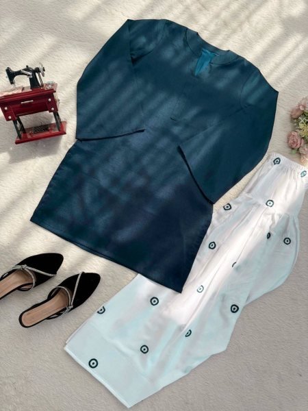 Exceptional Blue Rayon Suit with Farshi Salwar at Wholesale Rate for Women Tunics kurti