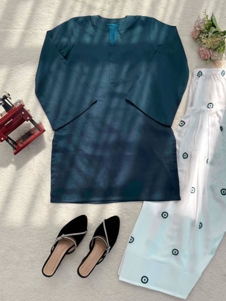 Exceptional Blue Rayon Suit with Farshi Salwar at Wholesale Rate for Women Tunics kurti