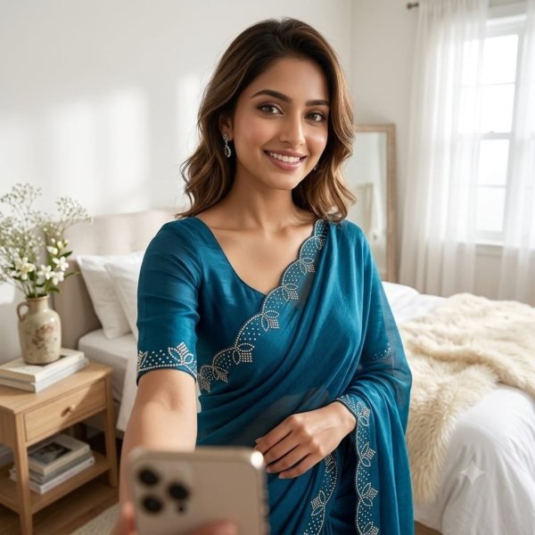Exceptional Blue Soft Silk Saree with Diamond Work and Designer Blouse for Party Silk Sarees Wholesale