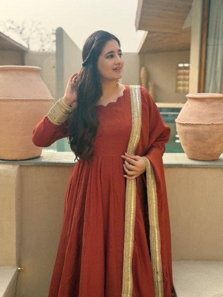 Exceptional Copper Vichitra Anarkali Set With Sequence Work For Wholesale Stock Available Ready To Wear Collection
