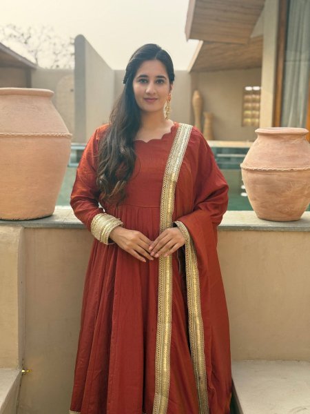 Exceptional Copper Vichitra Anarkali Set With Sequence Work For Wholesale Stock Available Ready To Wear Collection