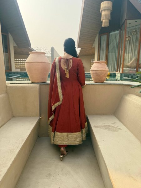 Exceptional Copper Vichitra Anarkali Set With Sequence Work For Wholesale Stock Available Ready To Wear Collection