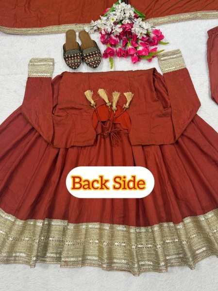 Exceptional Copper Vichitra Anarkali Set With Sequence Work For Wholesale Stock Available Ready To Wear Collection