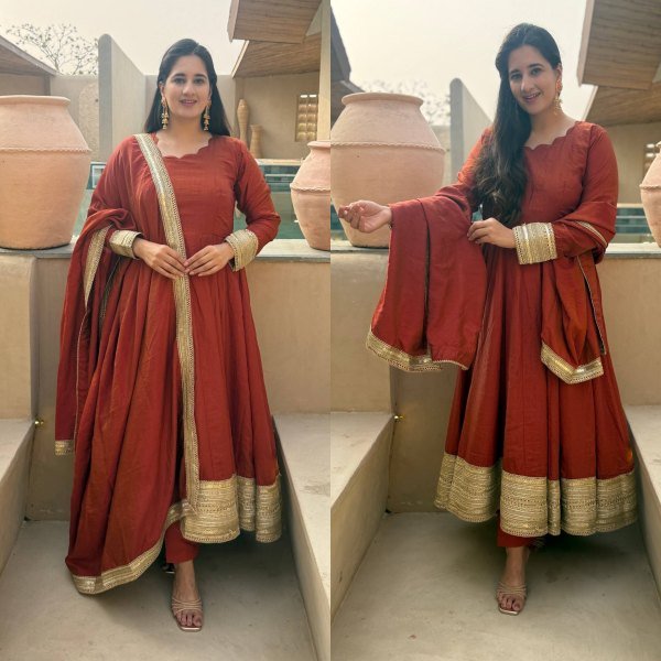 Exceptional Copper Vichitra Anarkali Set With Sequence Work For Wholesale Stock Available Ready To Wear Collection