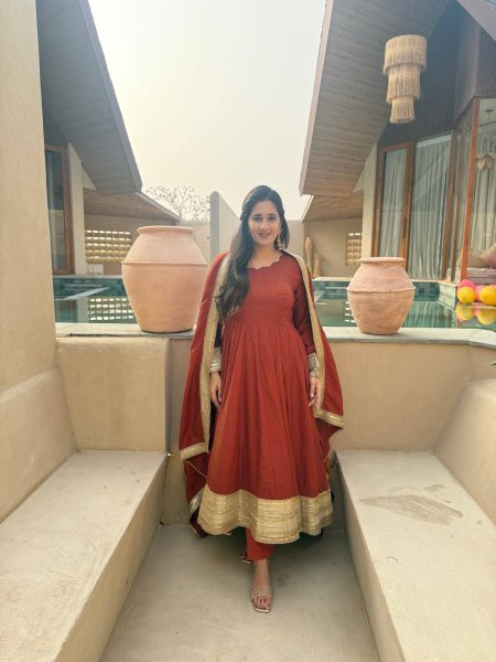 Exceptional Copper Vichitra Anarkali Set With Sequence Work For Wholesale Stock Available Ready To Wear Collection