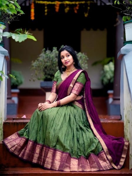 Exceptional Green Dola Chex Lehenga Choli with Zari Weaving and Lace Border Dupatta 