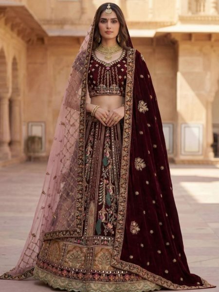 Exceptional Maroon Lehenga with Heavy Dori and Zari Work for Wedding  Lehenga