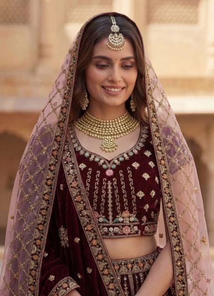 Exceptional Maroon Lehenga with Heavy Dori and Zari Work for Wedding Bridal Lehenga Choli