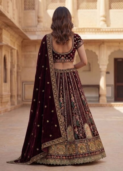 Exceptional Maroon Lehenga with Heavy Dori and Zari Work for Wedding Bridal Lehenga Choli