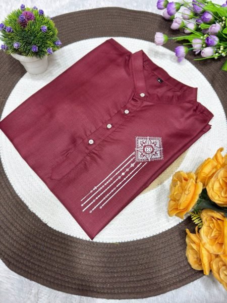 Exceptional Maroon Men   s Traditional Printed Jippa Shirt For Festival Mens Shirt