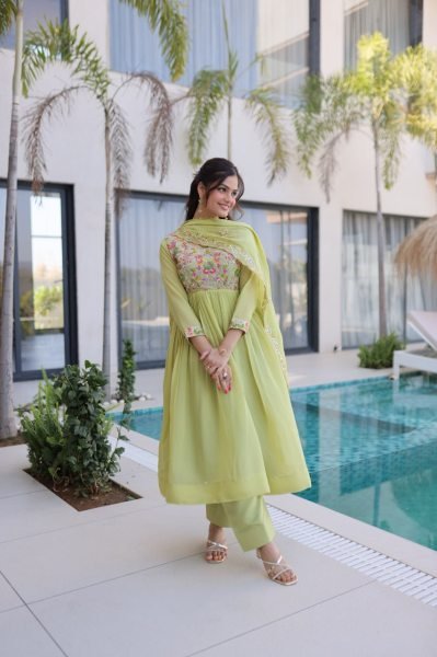 Exceptional Pista Gown Pant Set with Embroidery Work for Women Ready To Wear Collection
