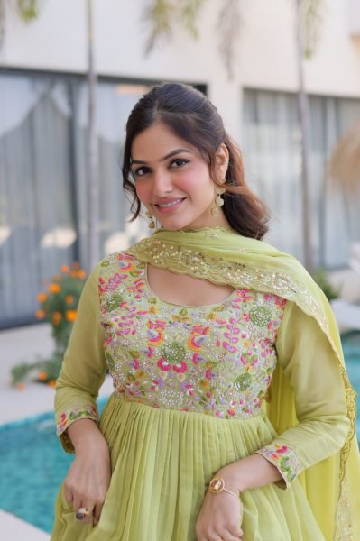 Exceptional Pista Gown Pant Set with Embroidery Work for Women Ready To Wear Collection