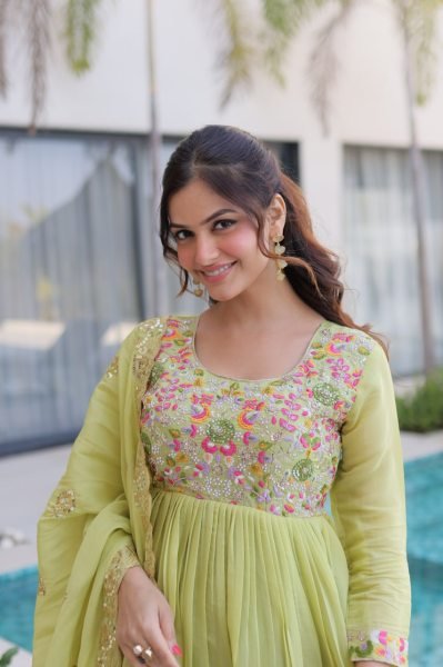 Exceptional Pista Gown Pant Set with Embroidery Work for Women Ready To Wear Collection
