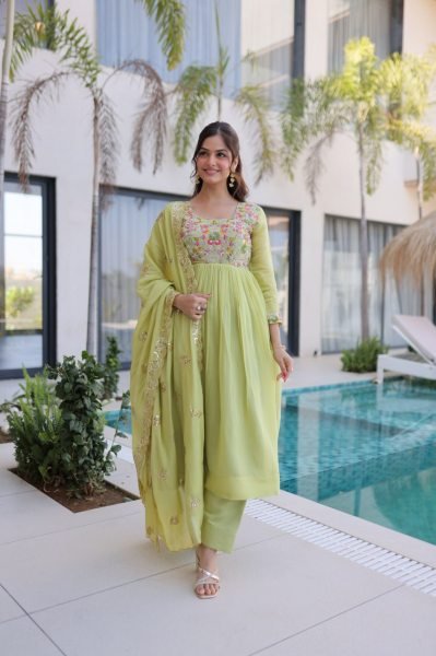 Exceptional Pista Gown Pant Set with Embroidery Work for Women Ready To Wear Collection