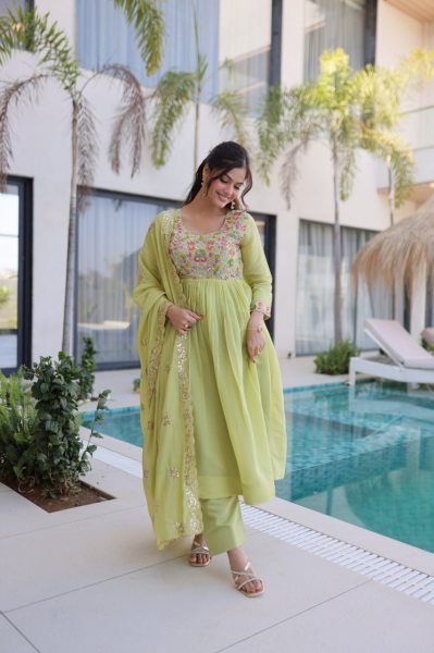 Exceptional Pista Gown Pant Set with Embroidery Work for Women Ready To Wear Collection