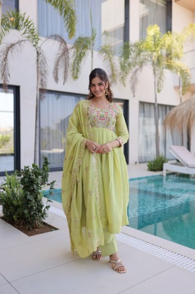 Exceptional Pista Gown Pant Set with Embroidery Work for Women Ready To Wear Collection