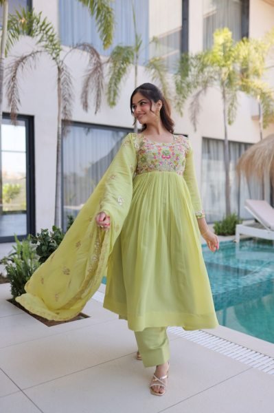 Exceptional Pista Gown Pant Set with Embroidery Work for Women Ready To Wear Collection