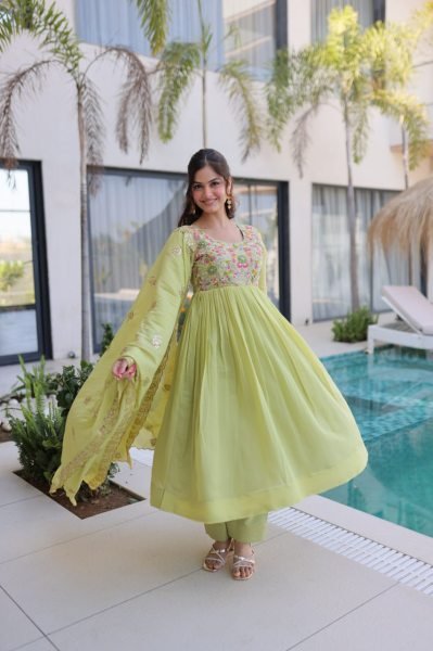 Exceptional Pista Gown Pant Set with Embroidery Work for Women Ready To Wear Collection