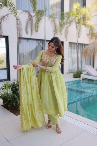 Exceptional Pista Gown Pant Set with Embroidery Work for Women Ready To Wear Collection