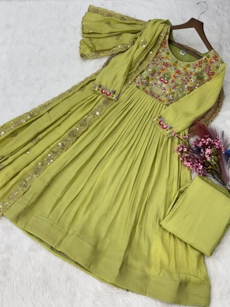 Exceptional Pista Gown Pant Set with Embroidery Work for Women Ready To Wear Collection