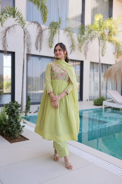 Exceptional Pista Gown Pant Set with Embroidery Work for Women Ready To Wear Collection