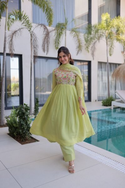 Exceptional Pista Gown Pant Set with Embroidery Work for Women Ready To Wear Collection