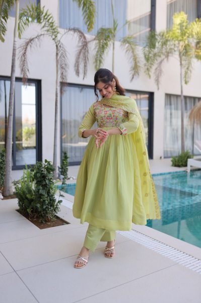 Exceptional Pista Gown Pant Set with Embroidery Work for Women Ready To Wear Collection