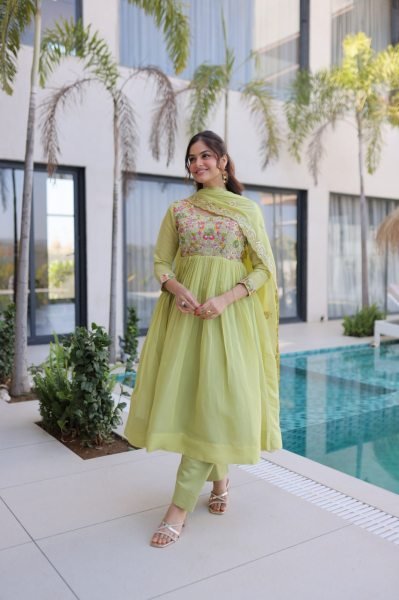 Exceptional Pista Gown Pant Set with Embroidery Work for Women Ready To Wear Collection