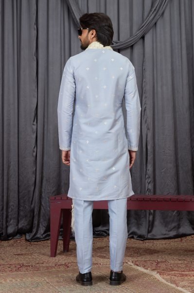 Exceptional Sky Blue Export Quality Designer Kurta Set at Bulk Price Kurta Pajama Wholesale